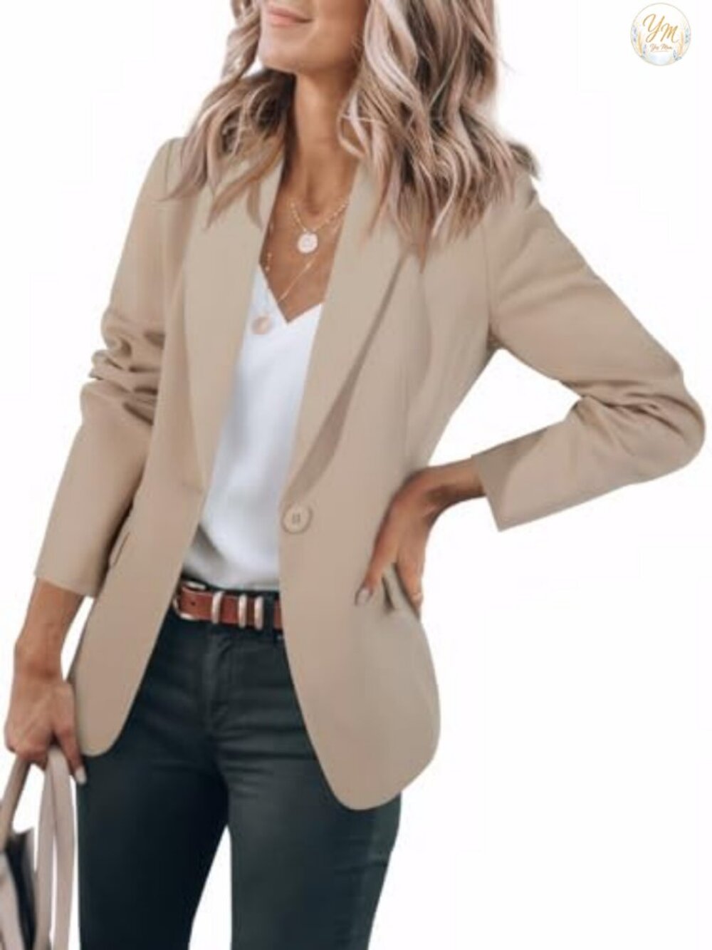 Women's Casual Slim Fit Long Sleeve Blazer with Flap Pockets